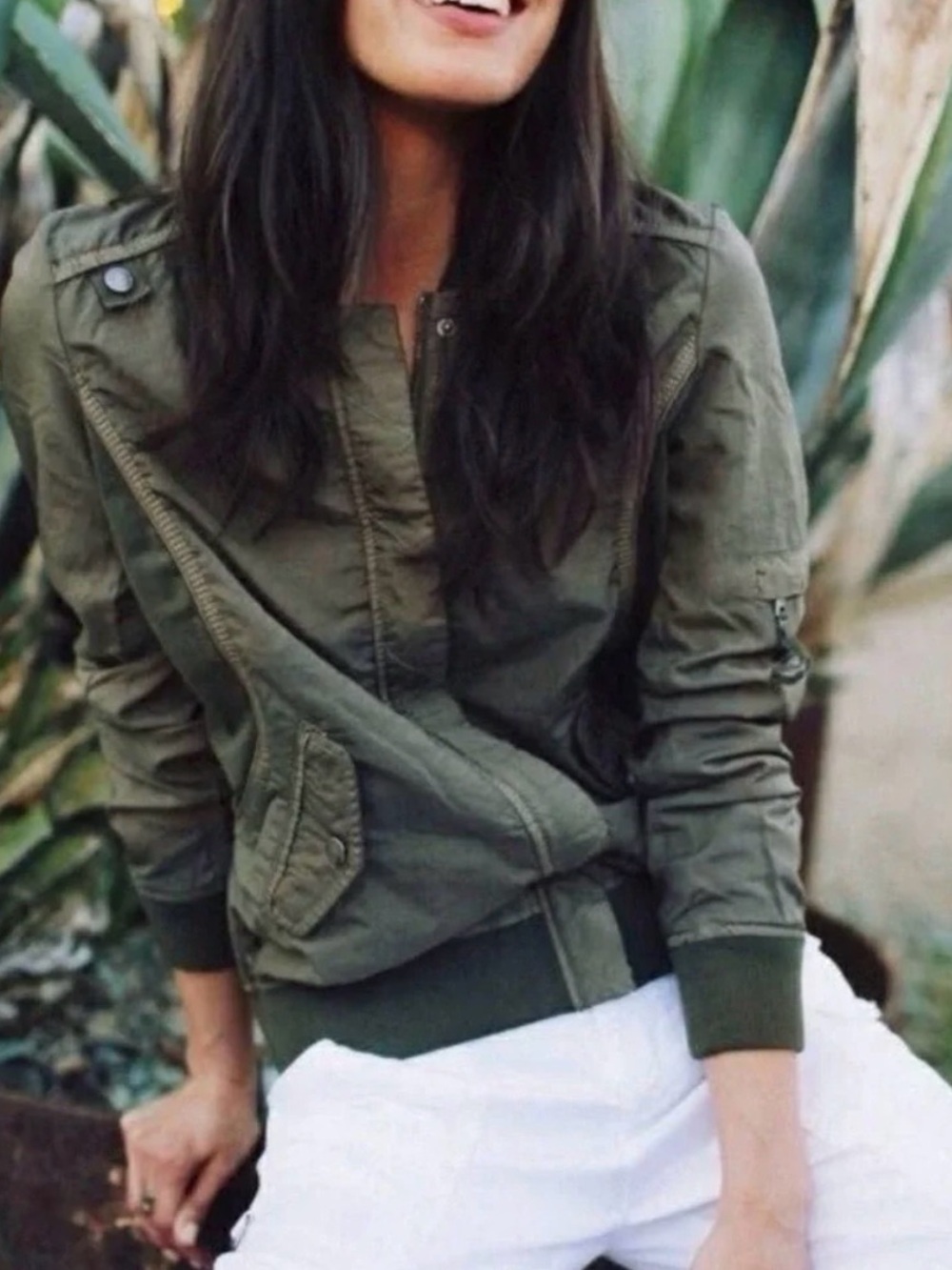 Anthropologie Marrakech Vista Bomber Jacket, Olive Green, Size Small